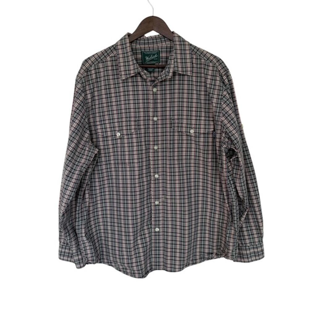 Woolrich Gray, Red and Off-White Plaid Button Up Shirt - XL